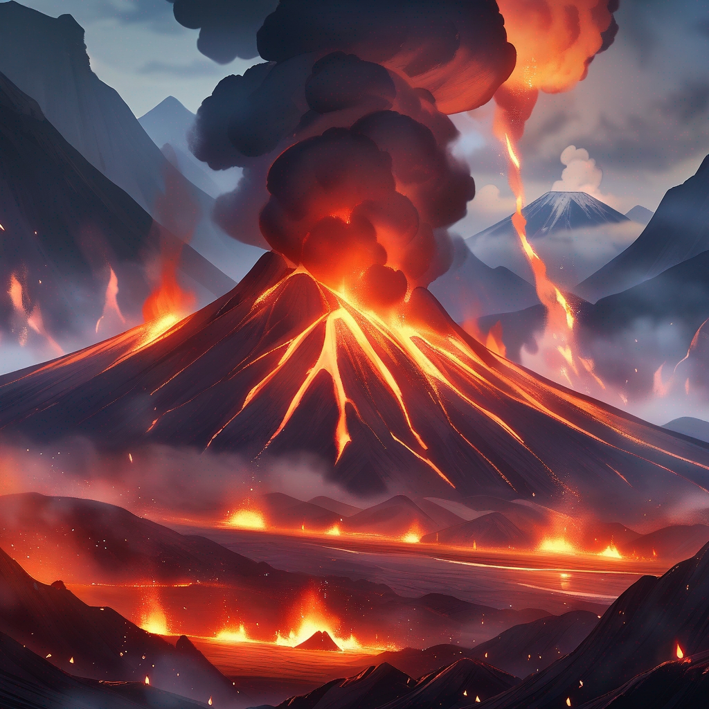 Image of erupting volcanoes
